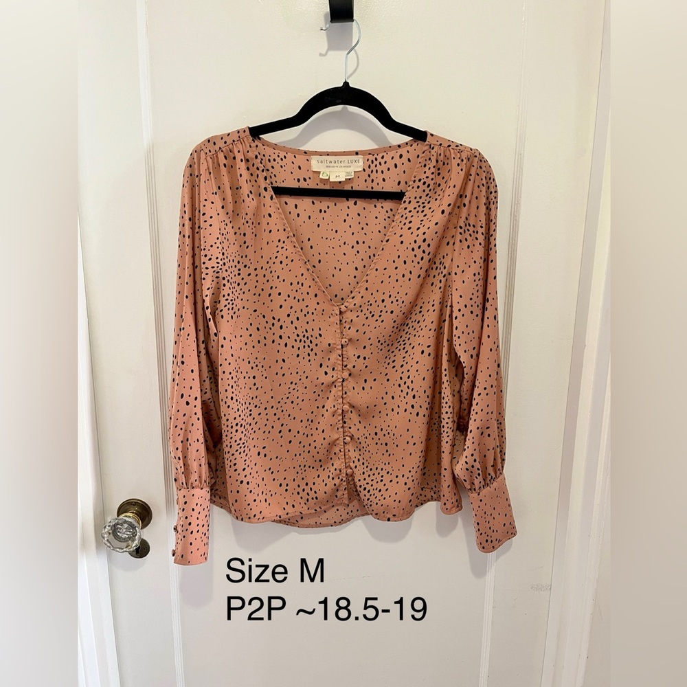 Saltwater LUXE Pink Polka Dot Blouse